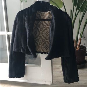Custom one-of-a-kind cropped faux fur jacket